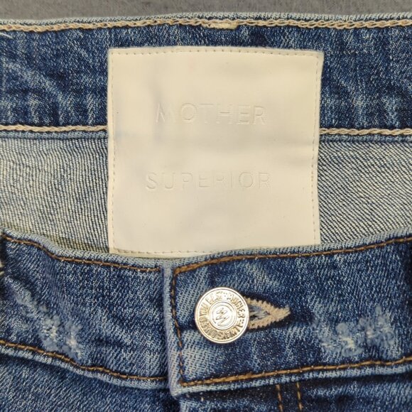 Mother Superior Jeans Womens 33 Blue The Tomcat in Seriously Truce Distressed - Picture 11 of 16